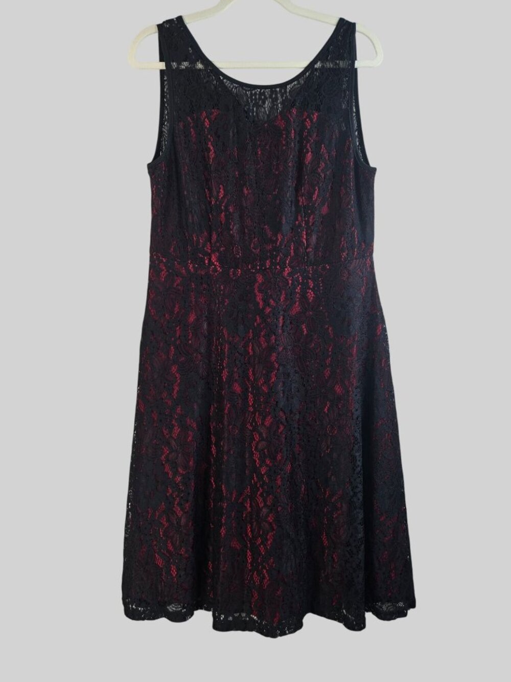 Floral Lace Shift Dress Lg Black Red Sleeveless Flowy Whimsygoth Dark Romantic